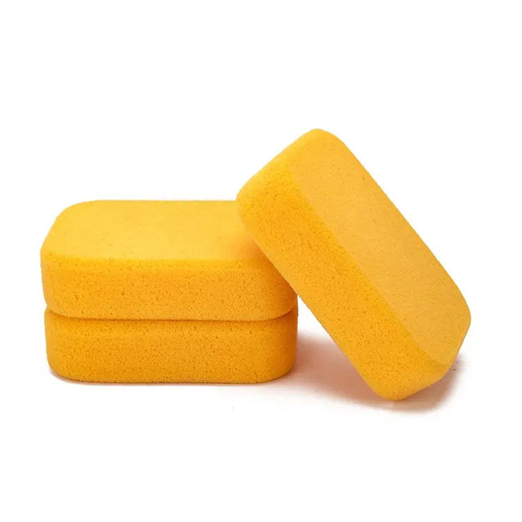 Éponge durable de cachetage de coulis dans la couleur jaune de sachet en plastique