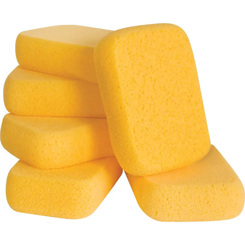 Éponge durable de cachetage de coulis dans la couleur jaune de sachet en plastique